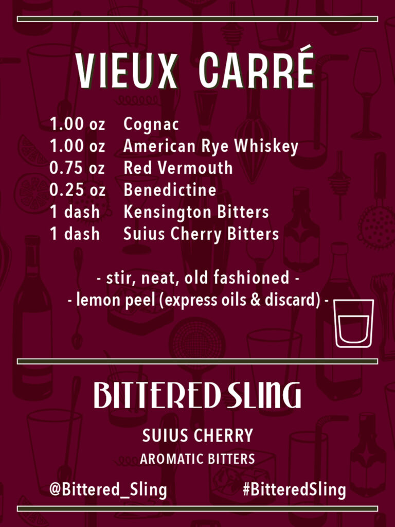 Vieux Carre Recipe. Recipes available in PDF form also.